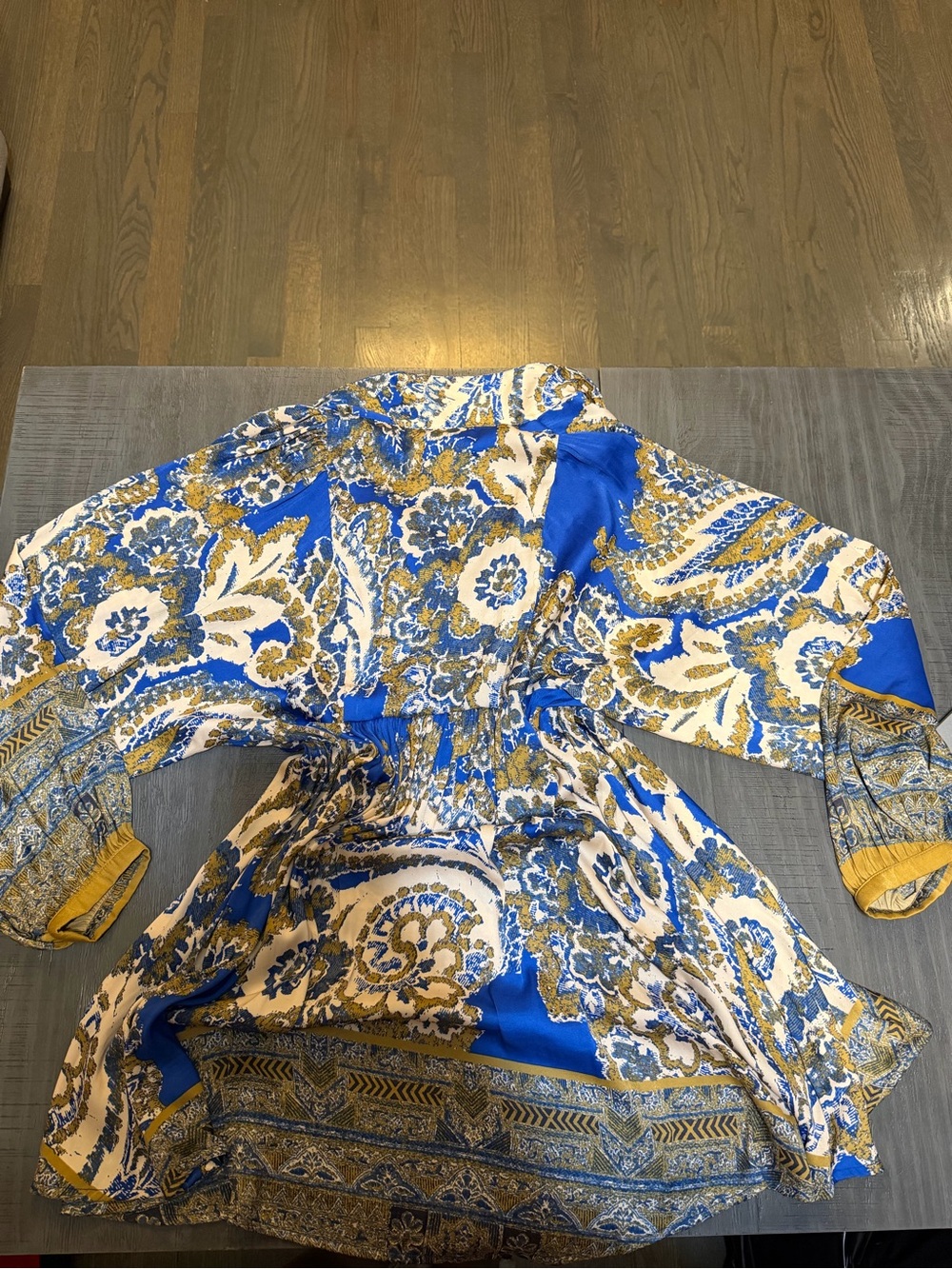 Free People Blue White and Gold Paisley Print Dress - Picture 2 of 3